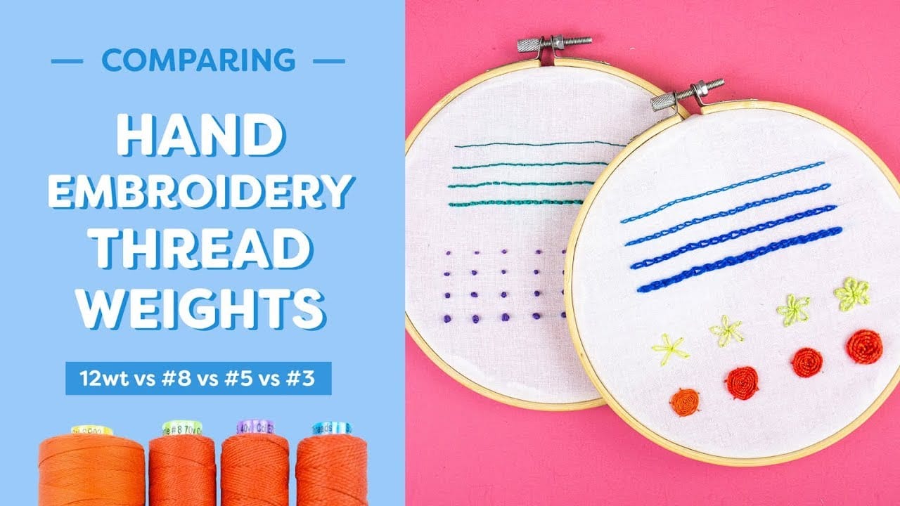 Comparing hand embroidery thread weights