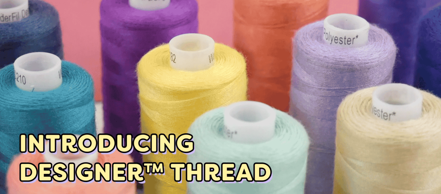 A photo of Designer 40wt all-purpose polyester sewing thread.