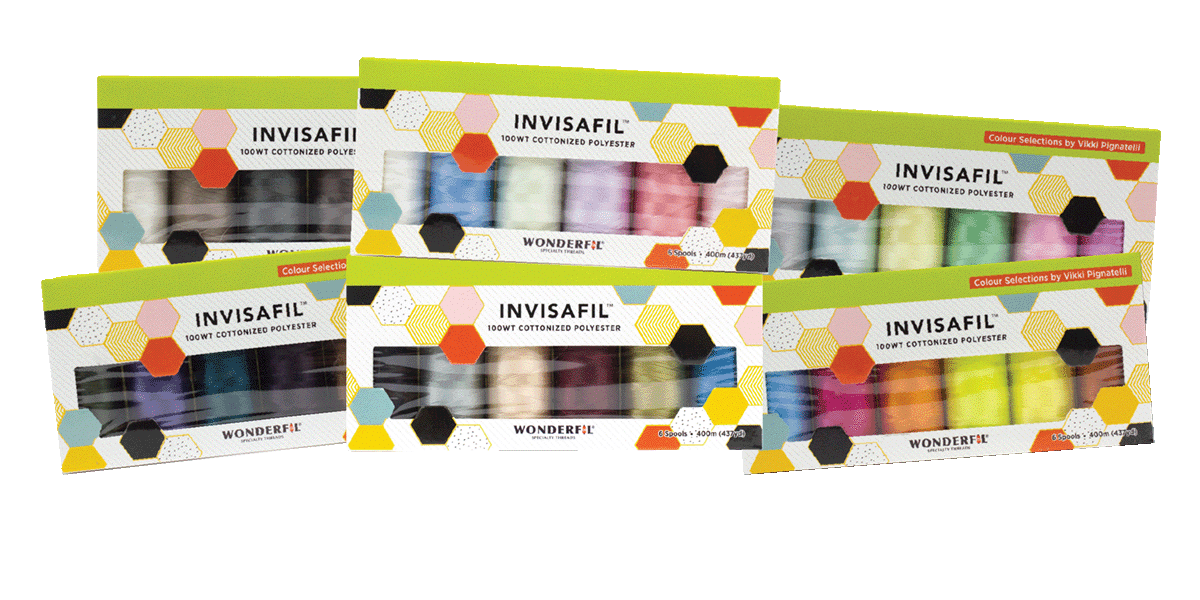 InvisaFil mini packs are available in 10 different colourways with 6 spools each